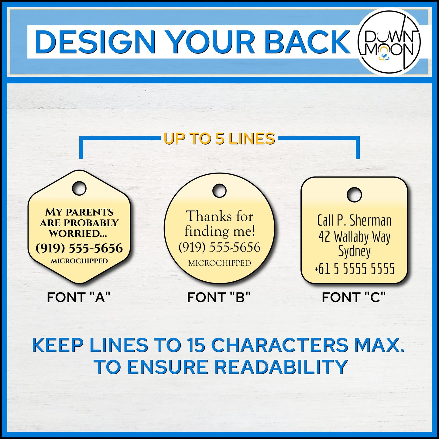 Custom Wood Pet ID Tag for Dog or Cat Collars