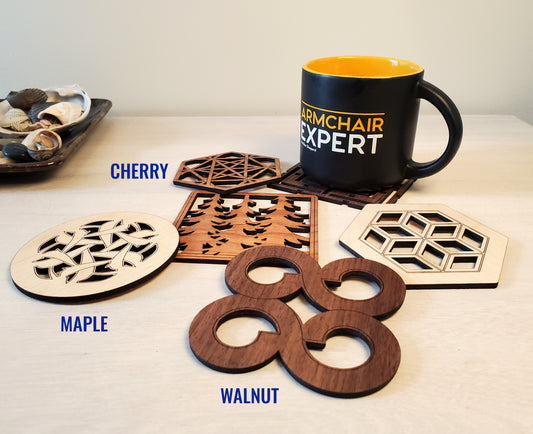 Unique Embellished Wood Coasters (Set of 6)