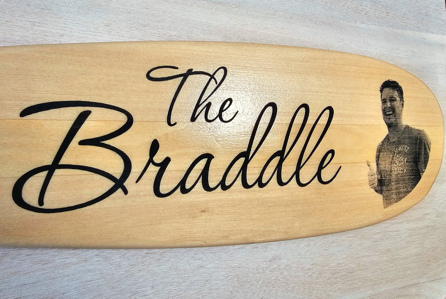 Custom Engraved Paddle with Leather Hangers