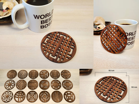 Round Modern Wood Coasters (Set of 6)