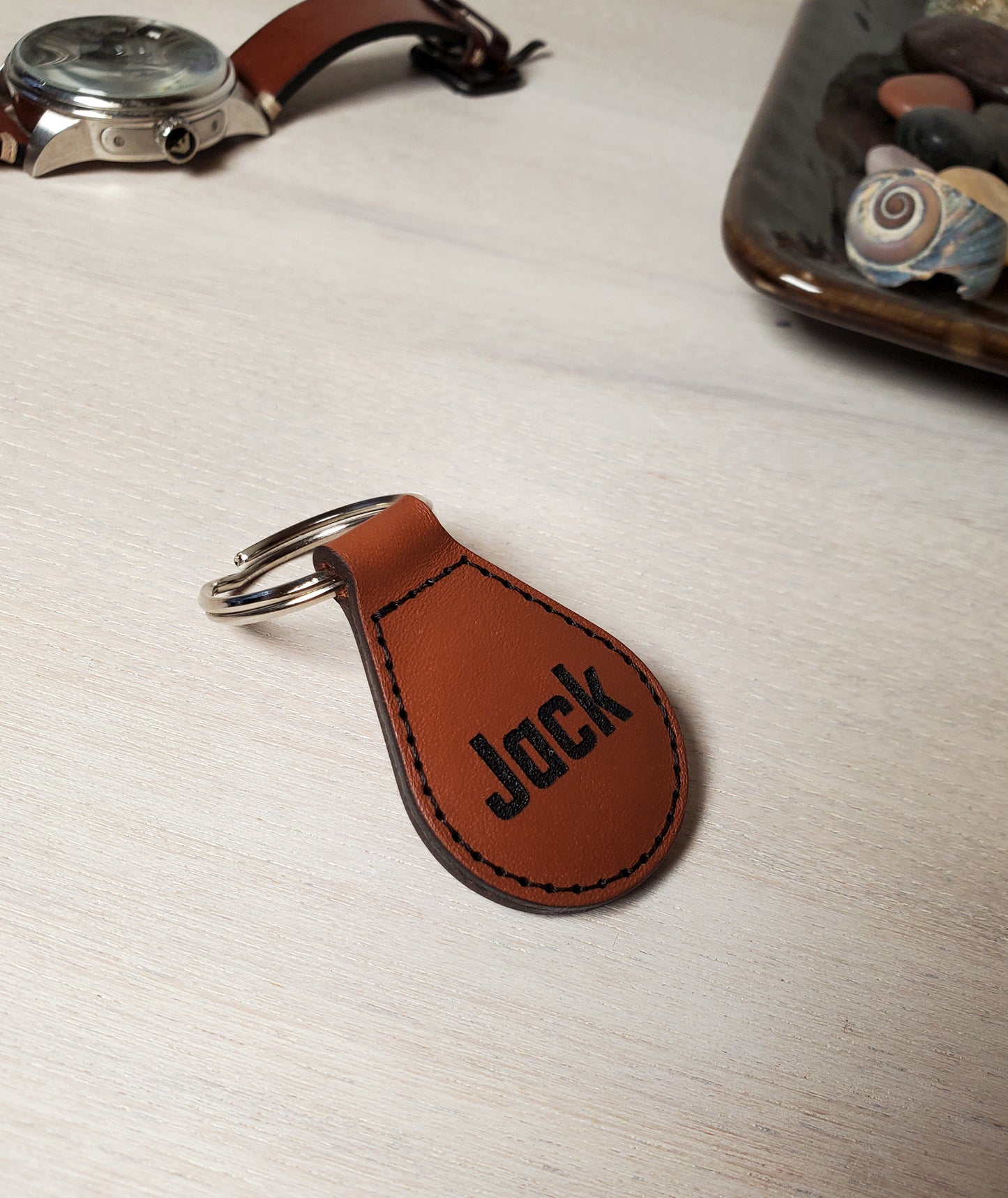 Custom Vintage Style Leather Key Fob