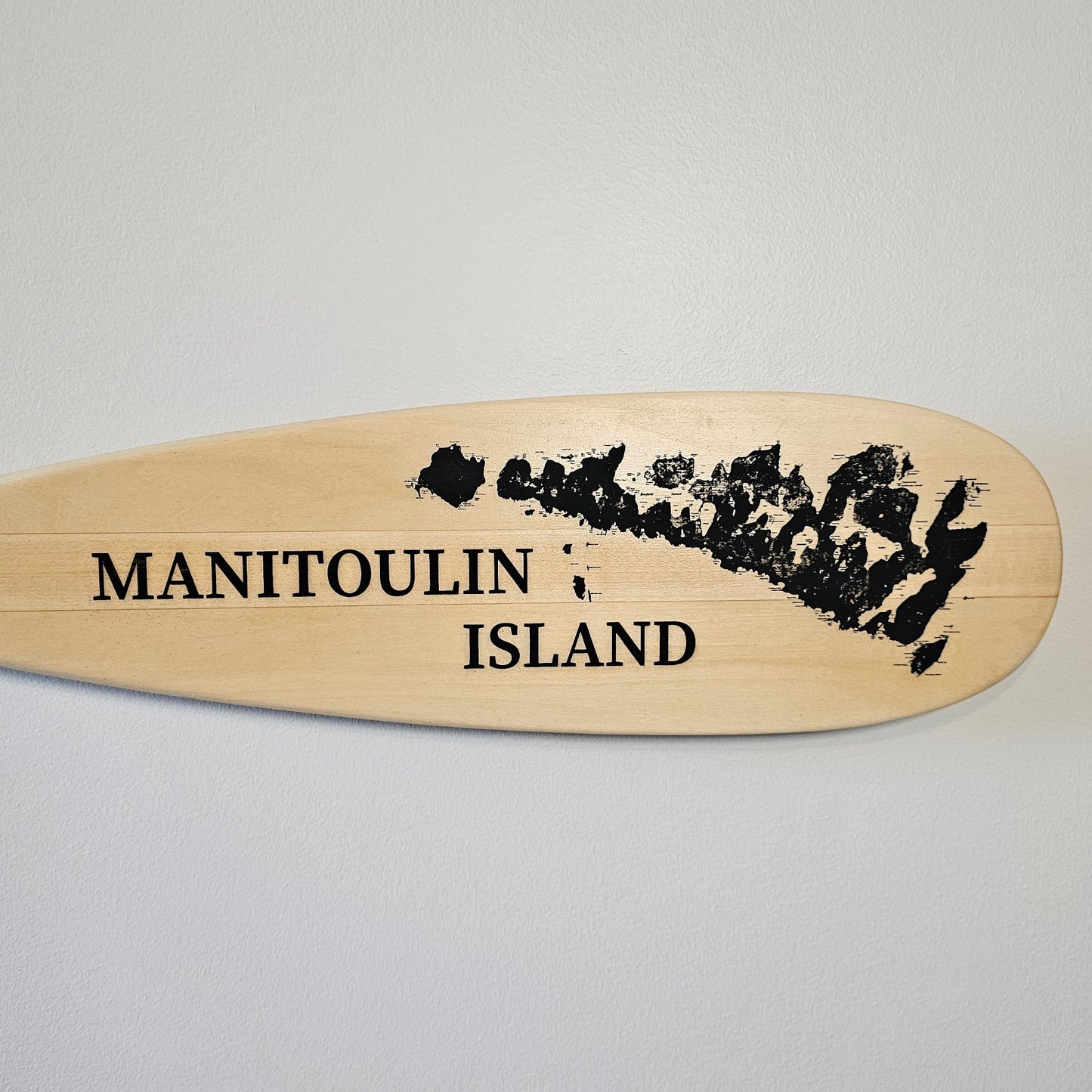 Manitoulin Island - Laser Engraved Canoe Paddle with Leather Hangers