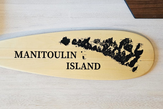 Manitoulin Island - Laser Engraved Canoe Paddle with Leather Hangers