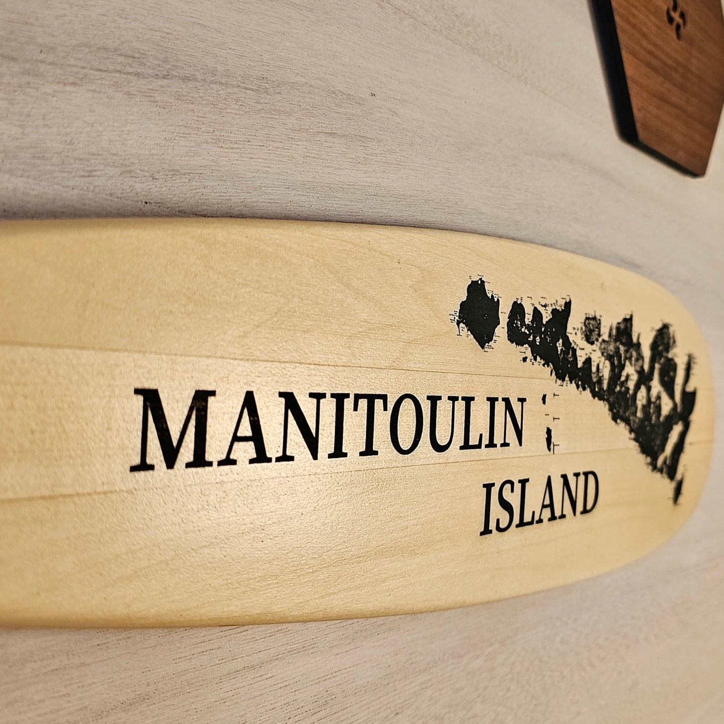 Manitoulin Island - Laser Engraved Canoe Paddle with Leather Hangers