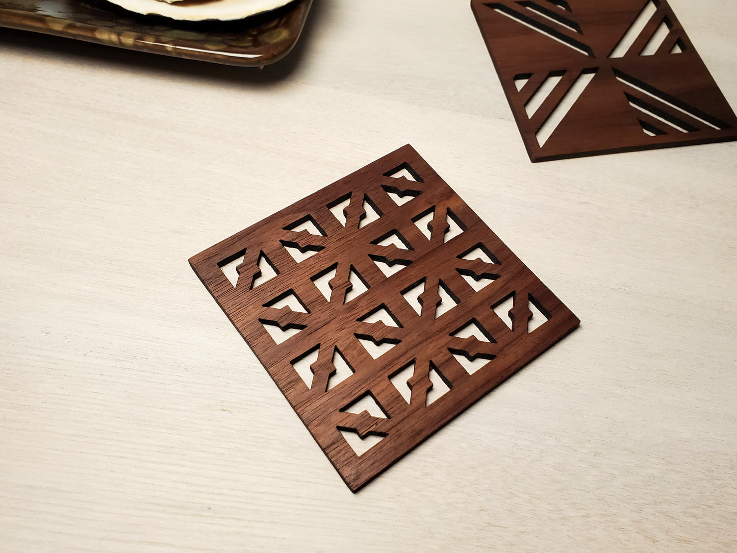 Square Modern Wood Coasters (Set of 6)